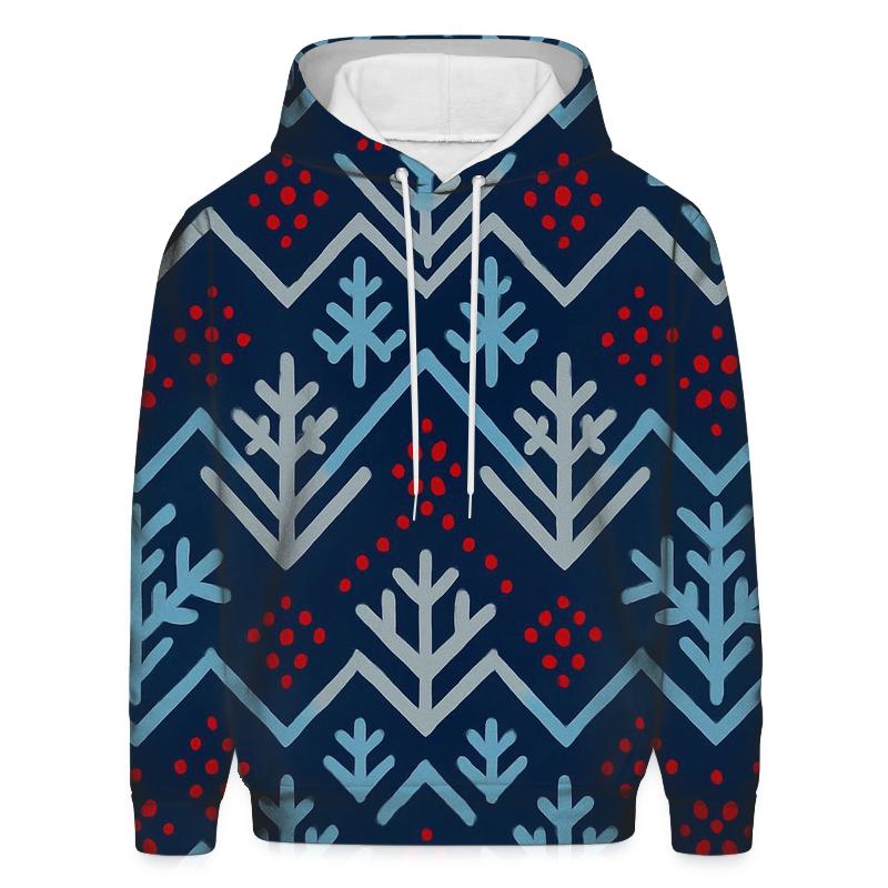 Snowflake Chevron On Navy Blue Background embroidered hoodies