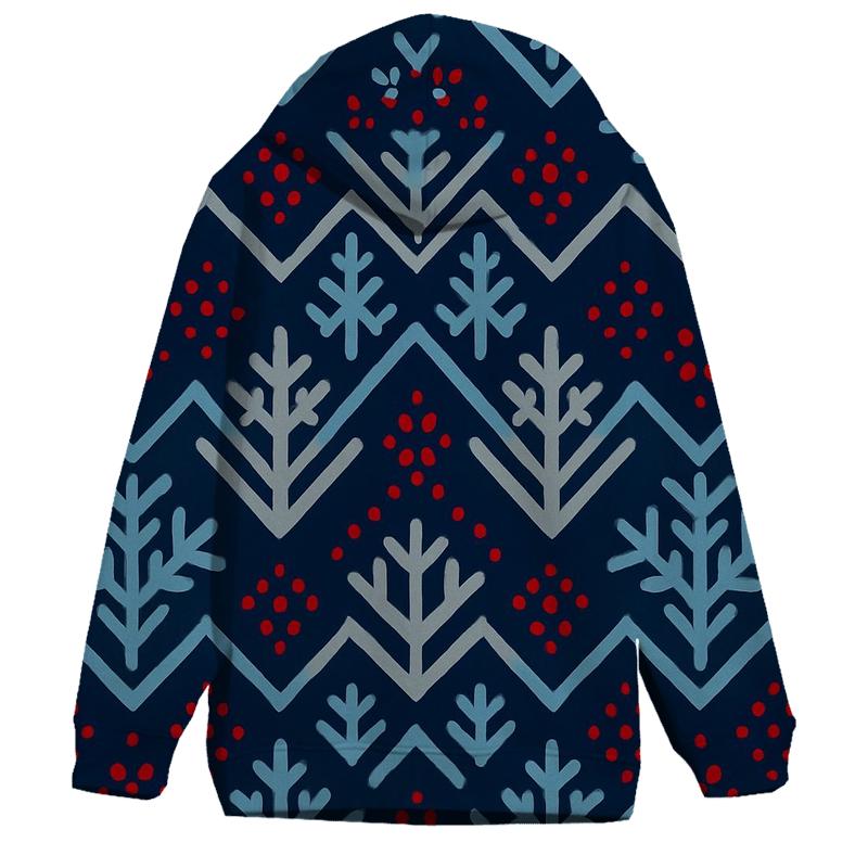Snowflake Chevron On Navy Blue Background embroidered hoodies