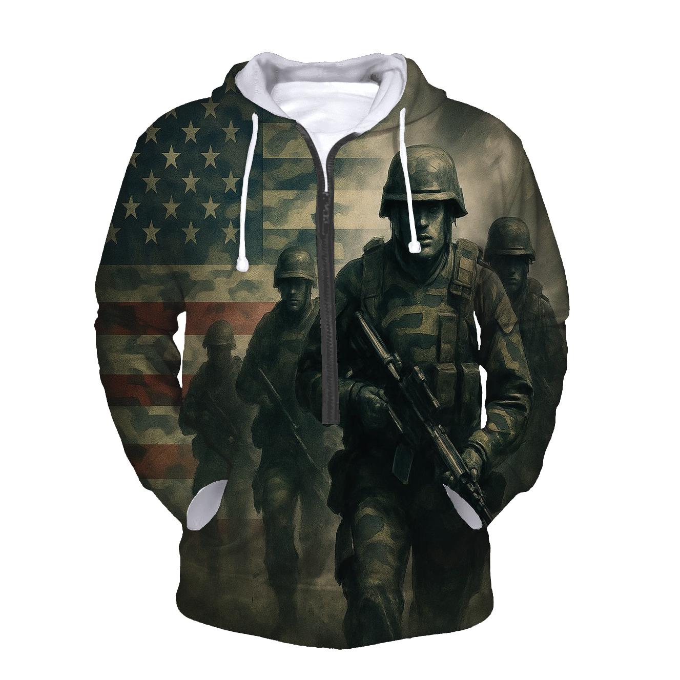 Camouflage Flag Fusion graphic hoodies