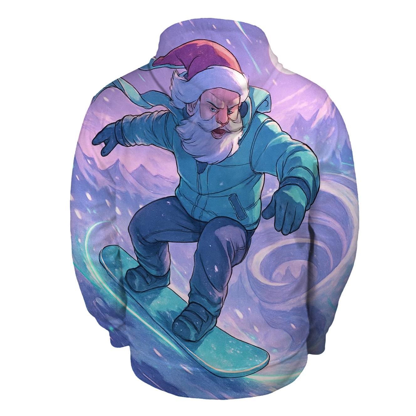 Santa Surfing The Snowstorm graphic hoodies