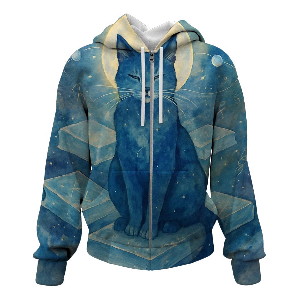 Galactic Librarian Cat printed hoodies