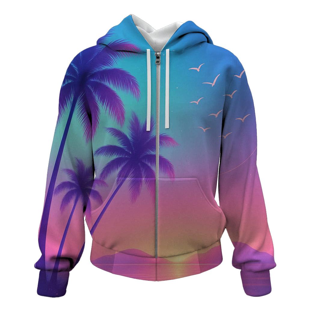 Teal Twilight Palms hoodie styles