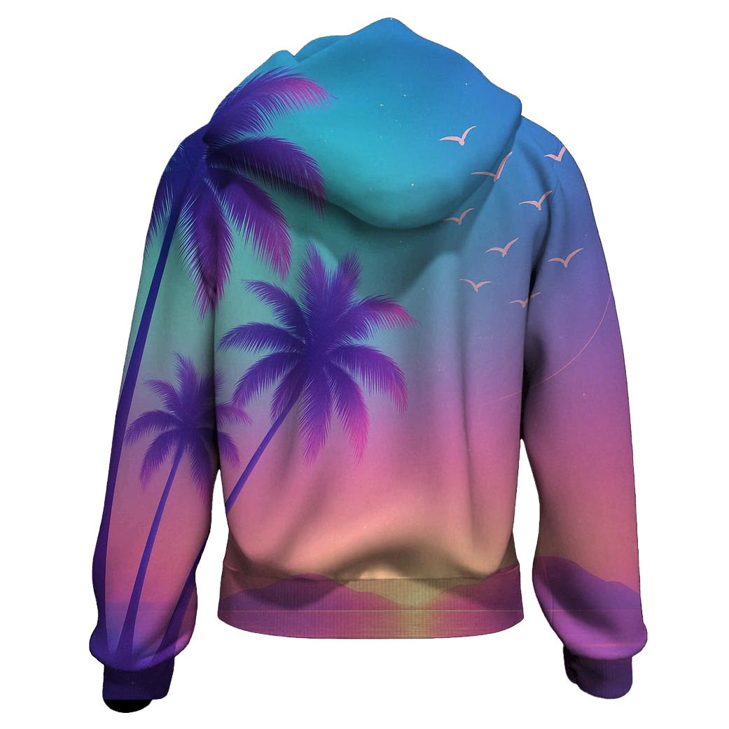 Teal Twilight Palms hoodie styles