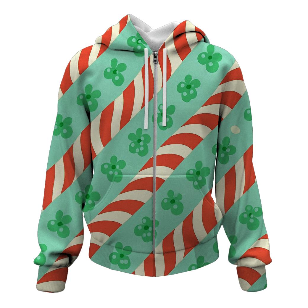 Candy Cane Wave On Colored Background hoodie styles