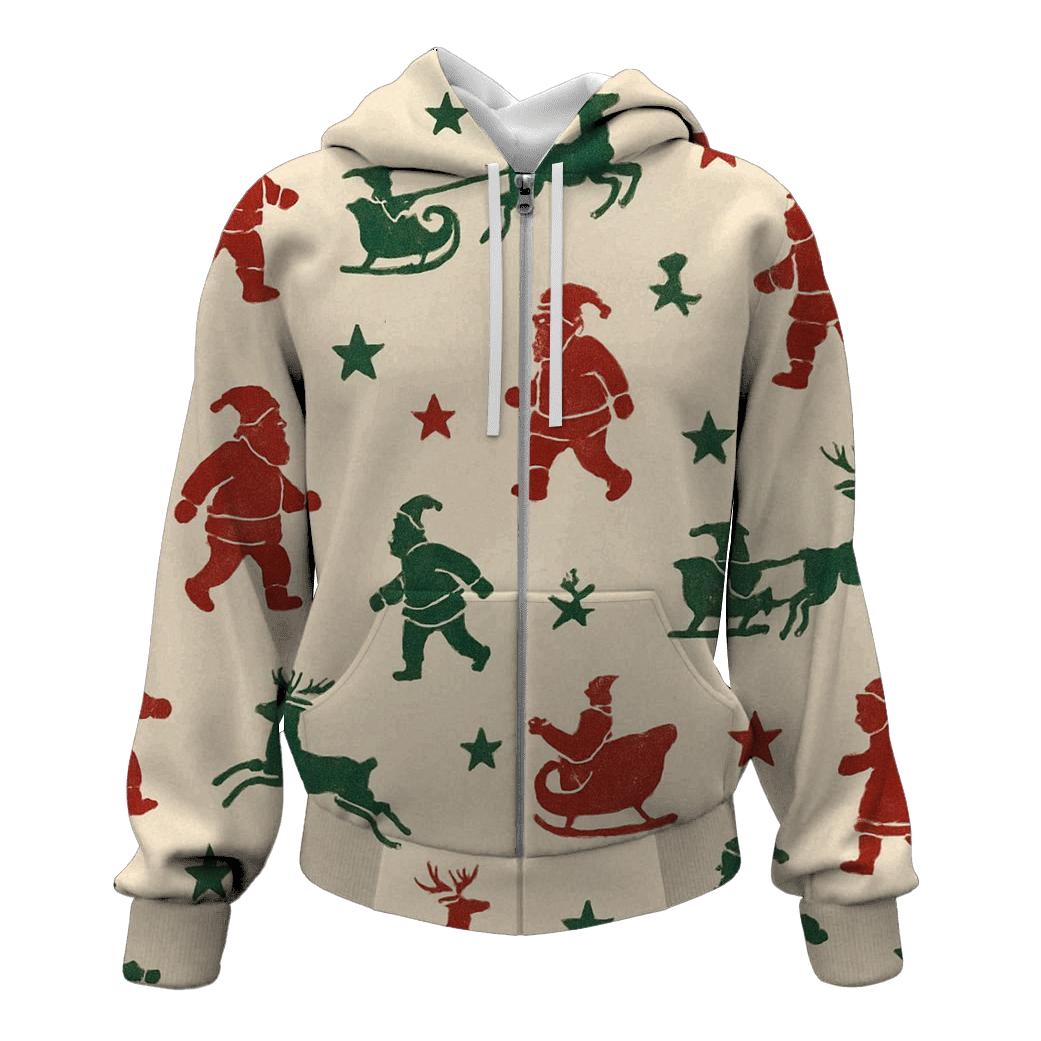 Santa Silhouette Scatter On Colored Background graphic hoodies