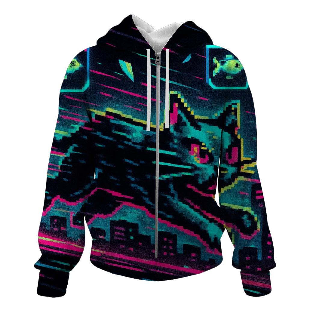 Arcade Runner Cat graphic hoodies