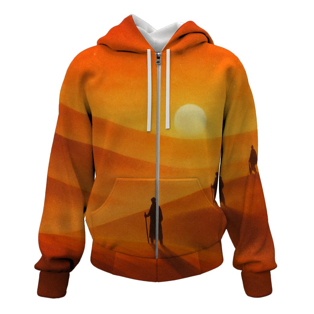 Golden Dune Echoes embroidered hoodies