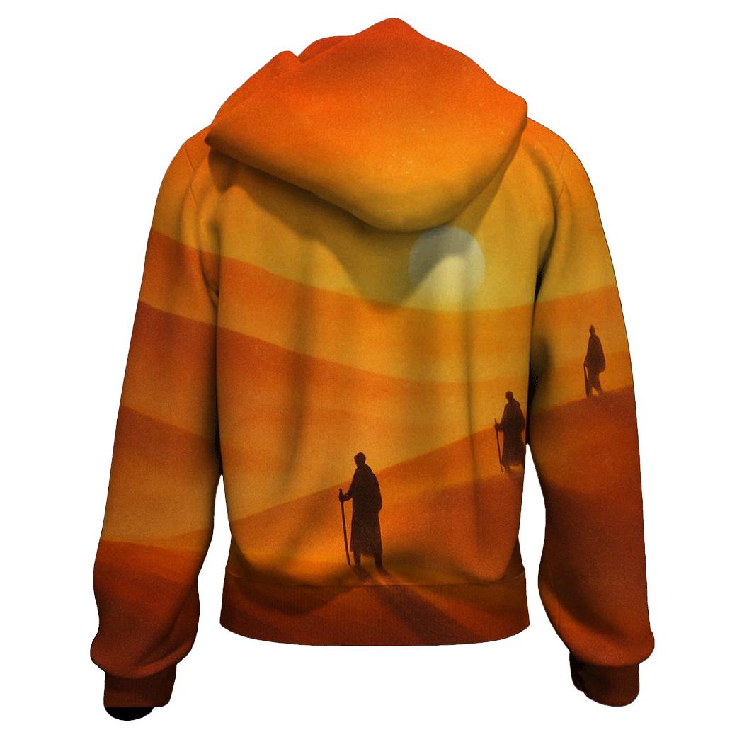 Golden Dune Echoes embroidered hoodies