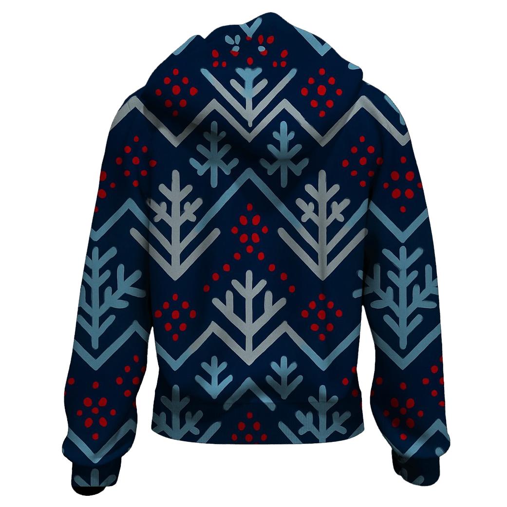 Snowflake Chevron On Navy Blue Background zip-up hoodies