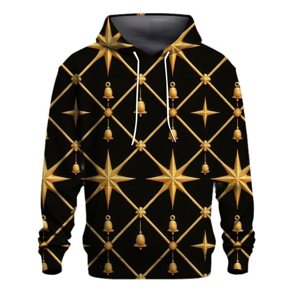 Golden Star Lattice On Black Background hoodies fashion