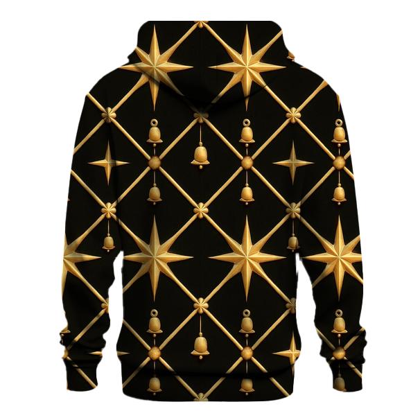 Golden Star Lattice On Black Background hoodies fashion