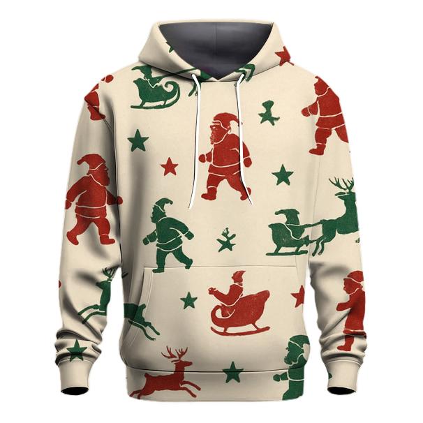 Santa Silhouette Scatter On Colored Background graphic hoodies