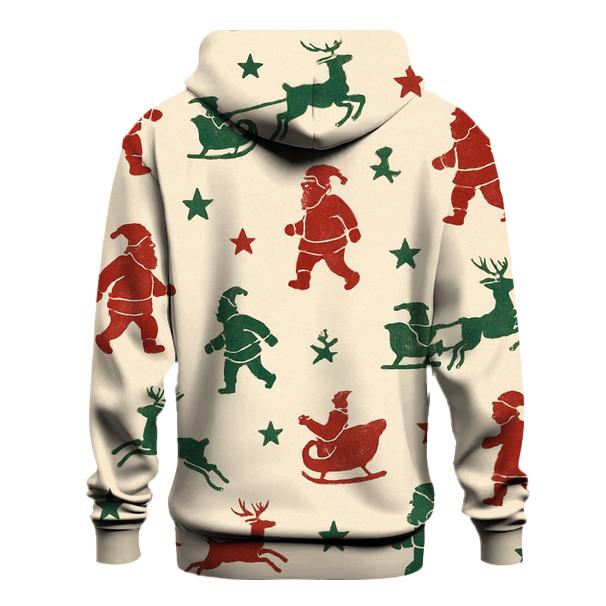 Santa Silhouette Scatter On Colored Background graphic hoodies