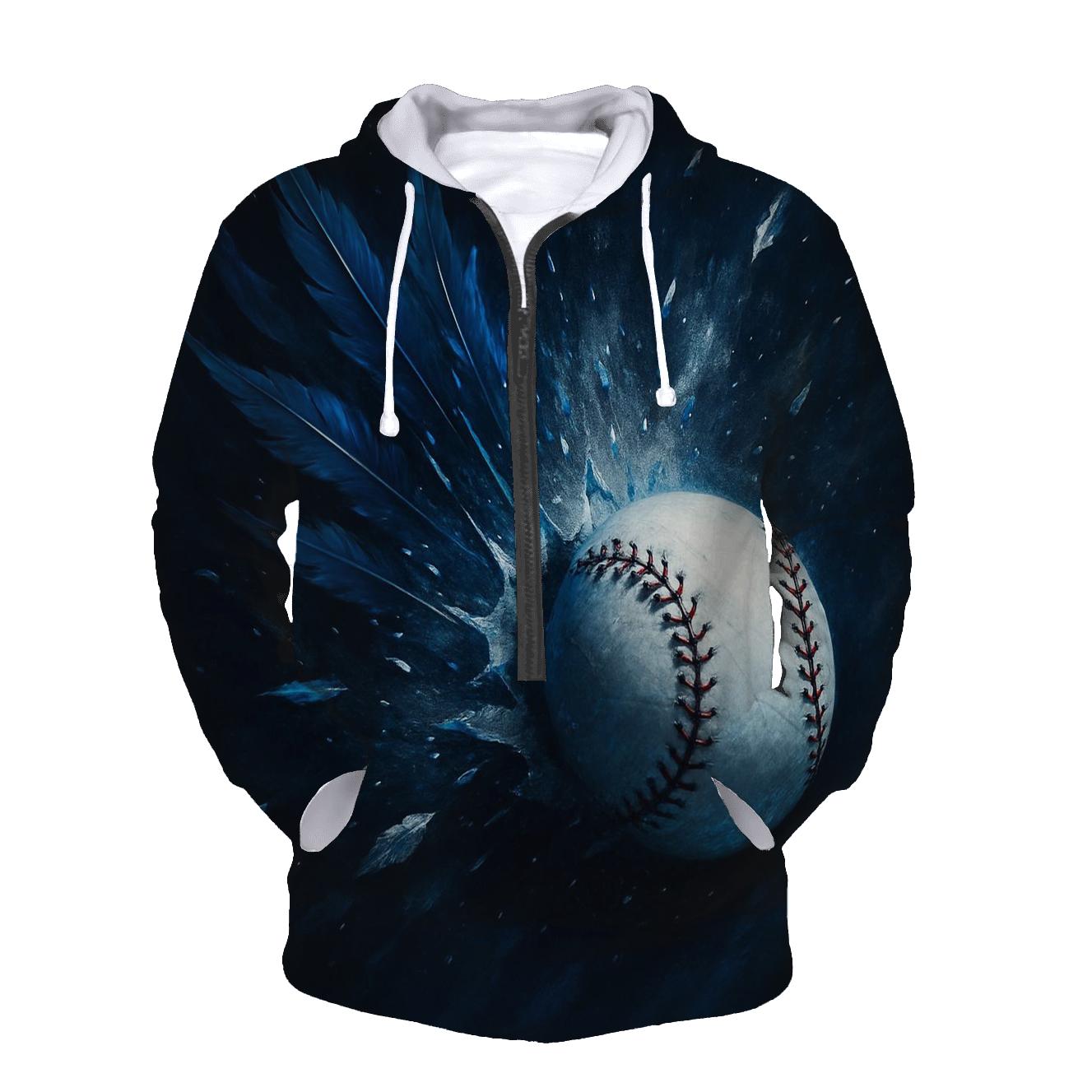 Feathered Fastball In Deep Navy hoodie designs