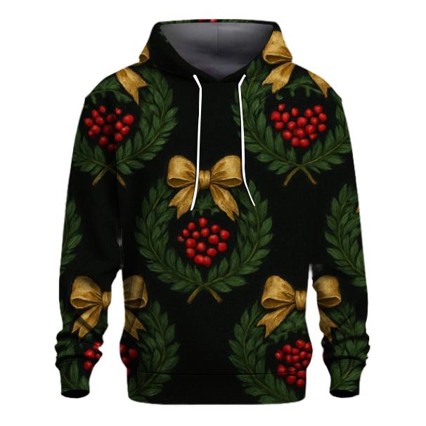 Wreath Medallion Repeat On Black Background hoodie styles