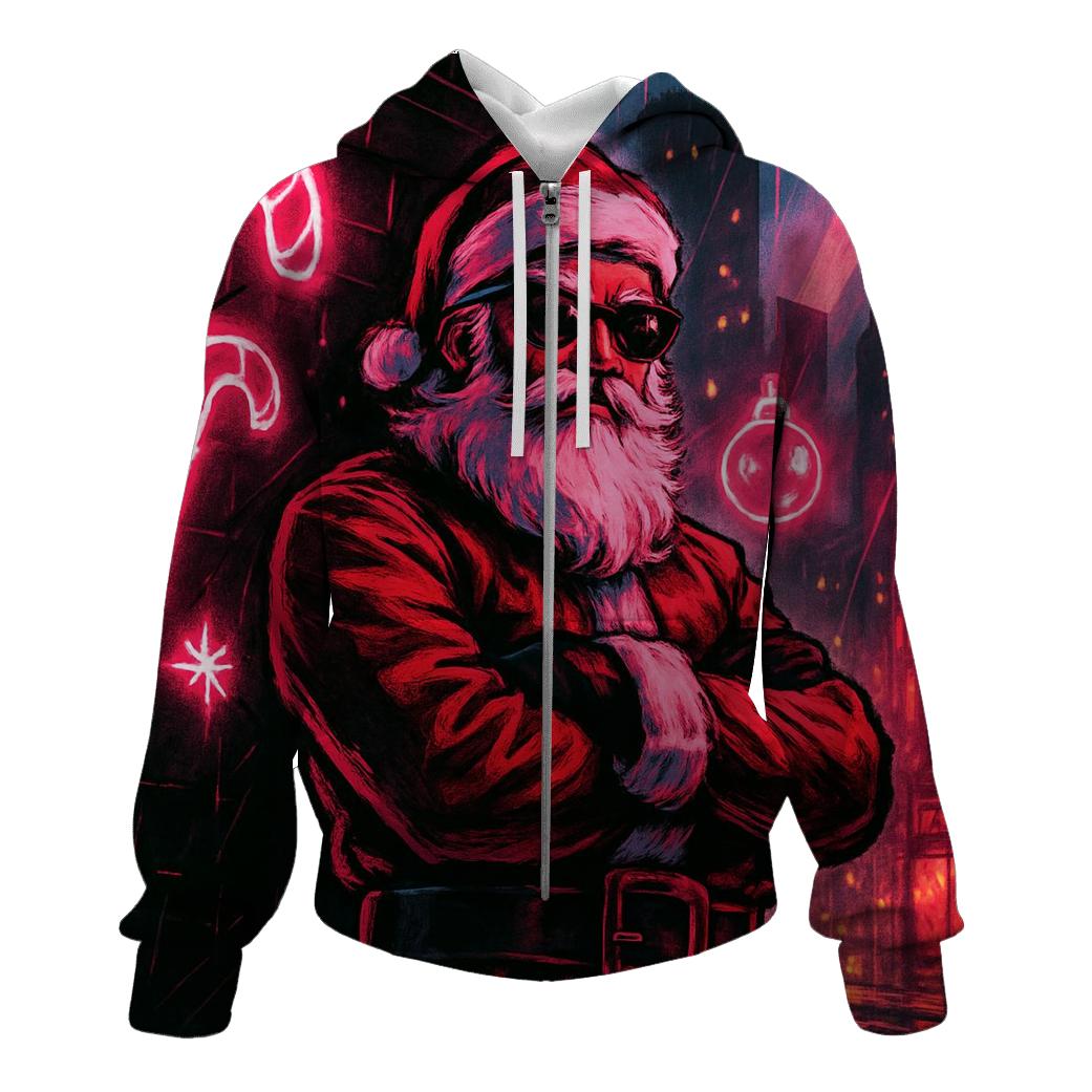 Neon Streetwear Santa embroidered hoodies