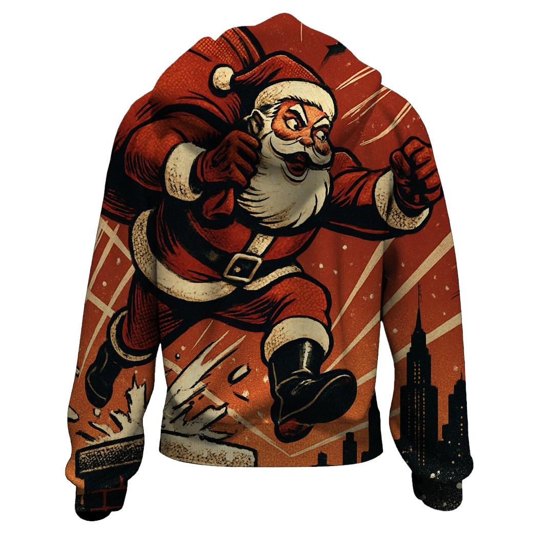 Retro Comic Claus Escape hoodie designs