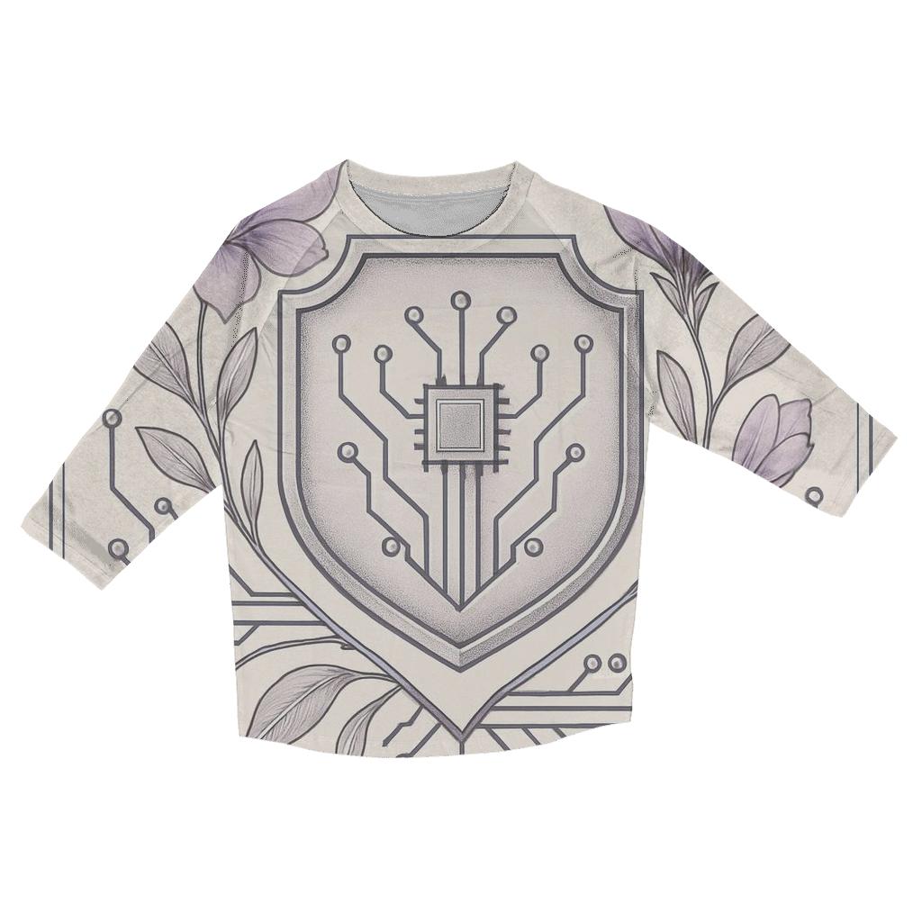 Floral Cyber Crest trendy 3/4 sleeve tops