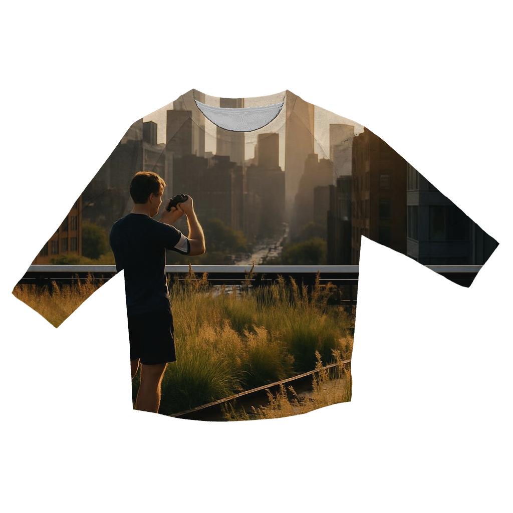 Sunrise From Highline Meadow casual three quarter sleeve shirts