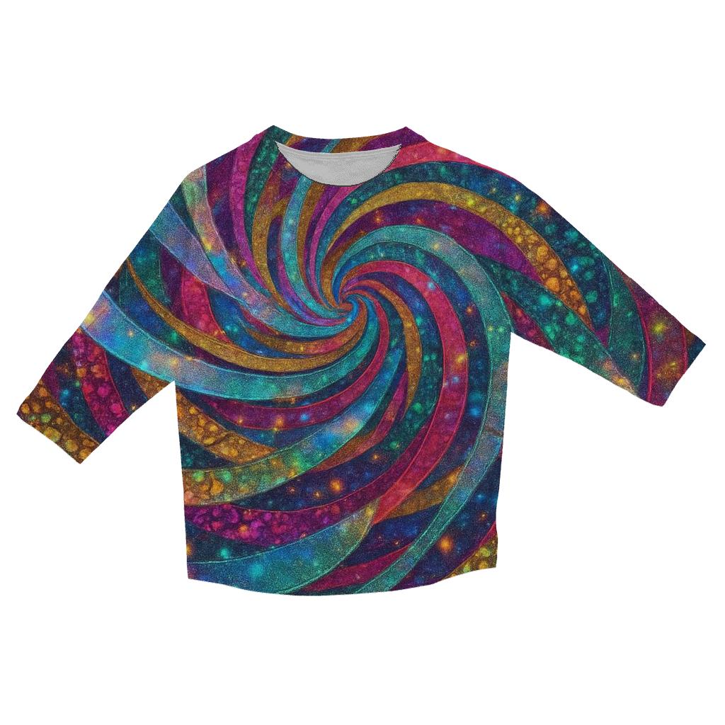 Prismatic Carnival Swirl casual three quarter sleeve shirts