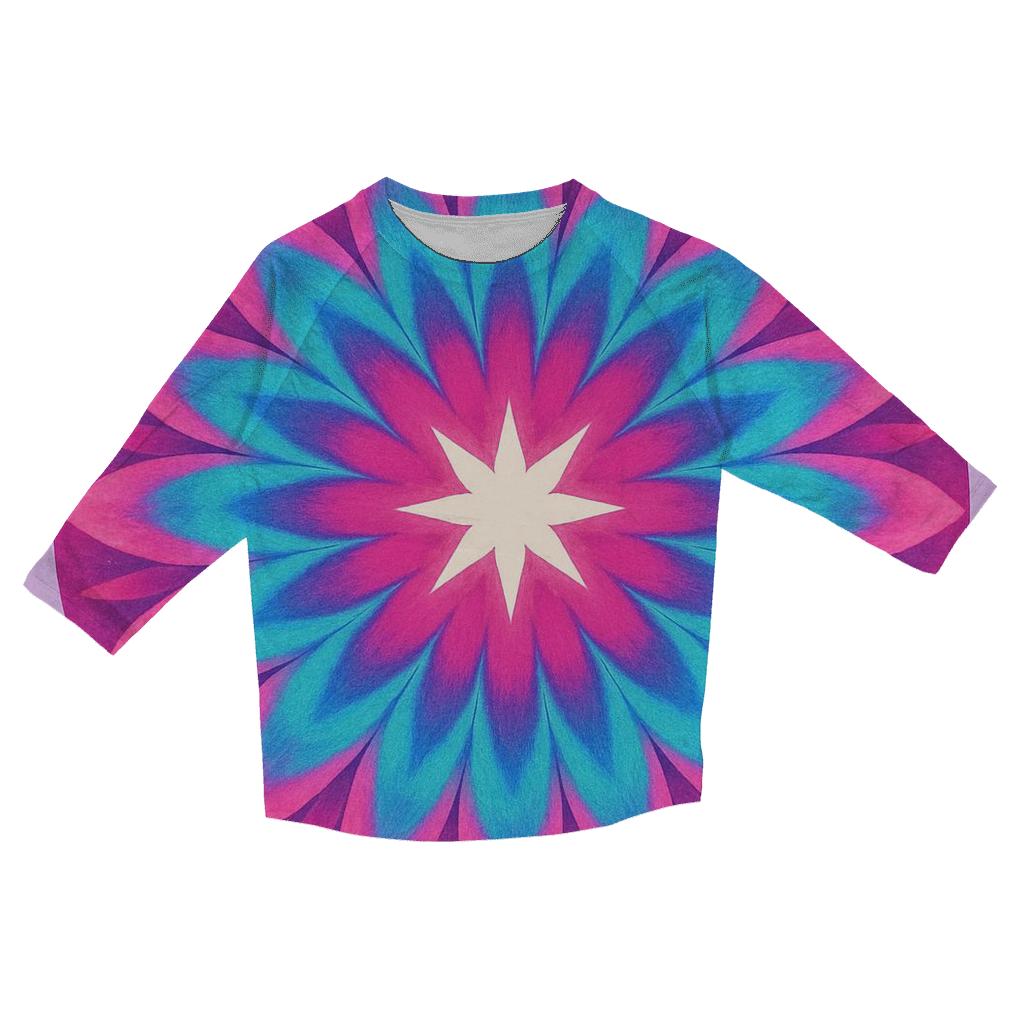 Magenta Mandala Sunburst casual three quarter sleeve shirts