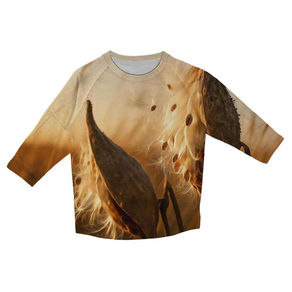 Prairie Milkweed Seed Capsule Study designer 3/4 sleeve blouses