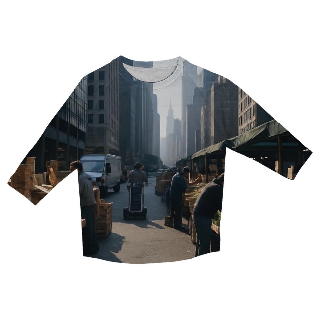 Morning Market Under Midtown Shadows designer 3/4 sleeve blouses