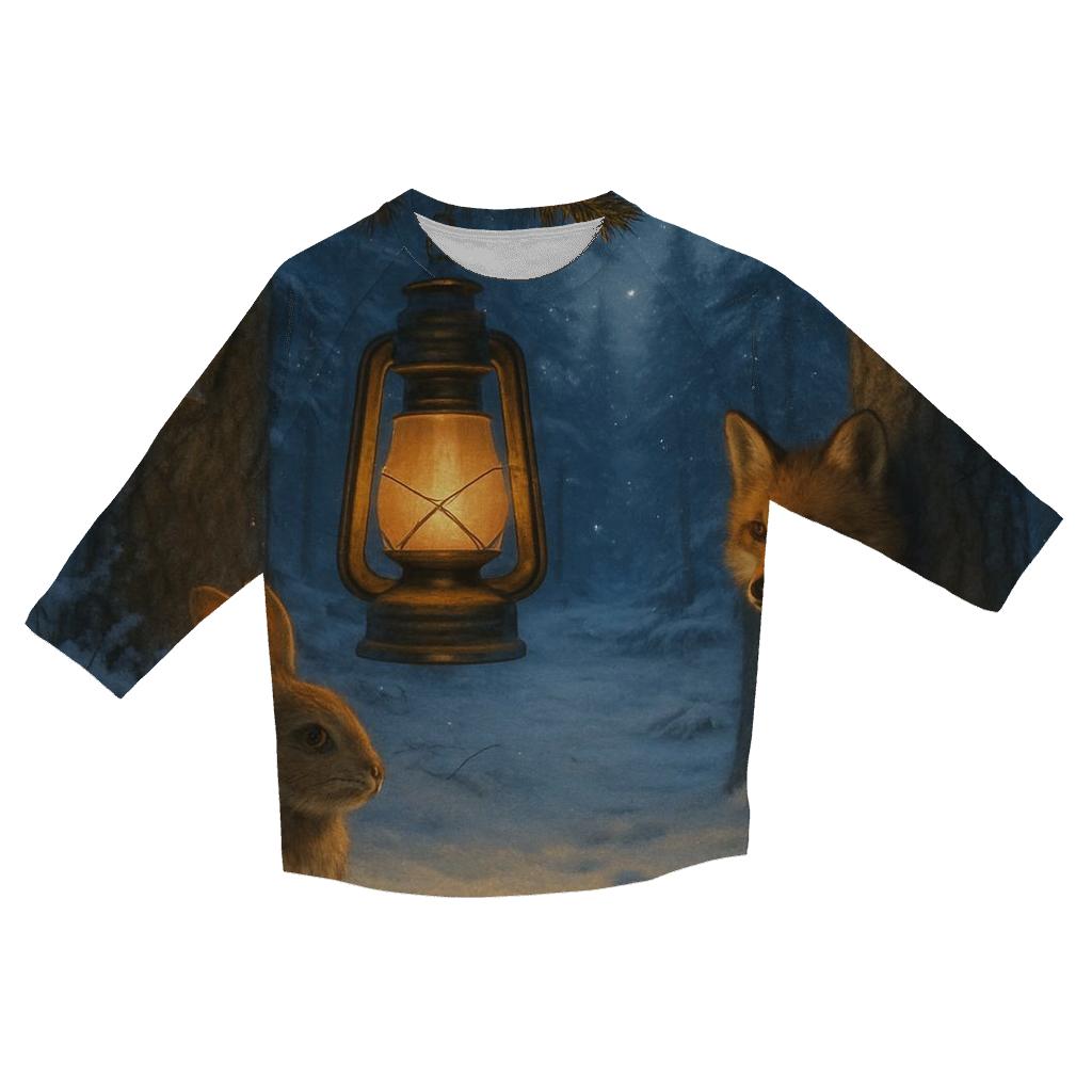Lantern In Snowy Forest Clearing fashion 3/4 sleeve shirts