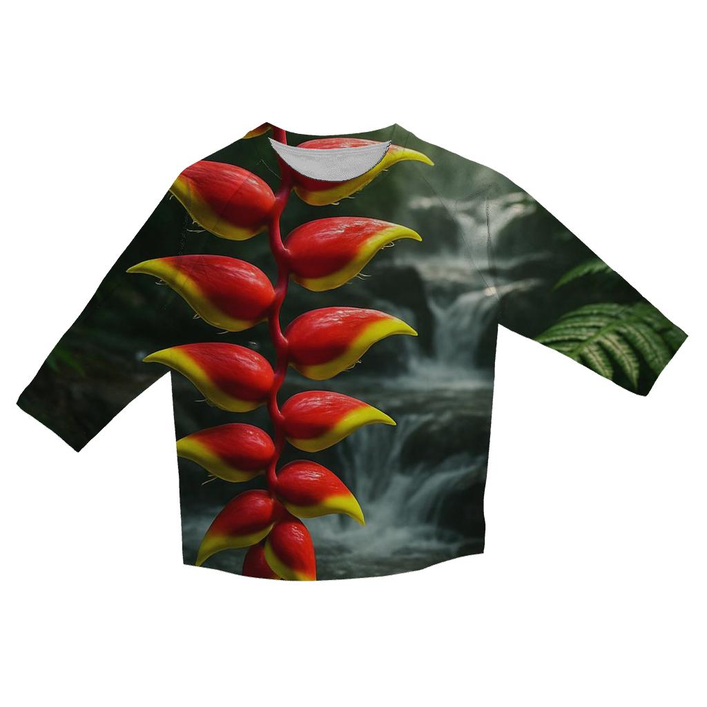 Subtropical Heliconia Waterfall Edge fashion 3/4 sleeve shirts