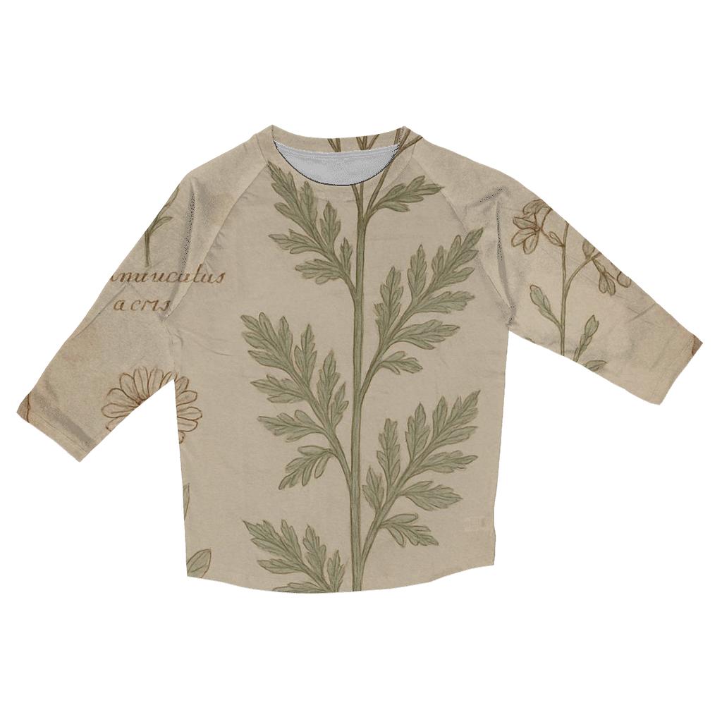 Faded Botanical Field Study printed three quarter sleeve shirts