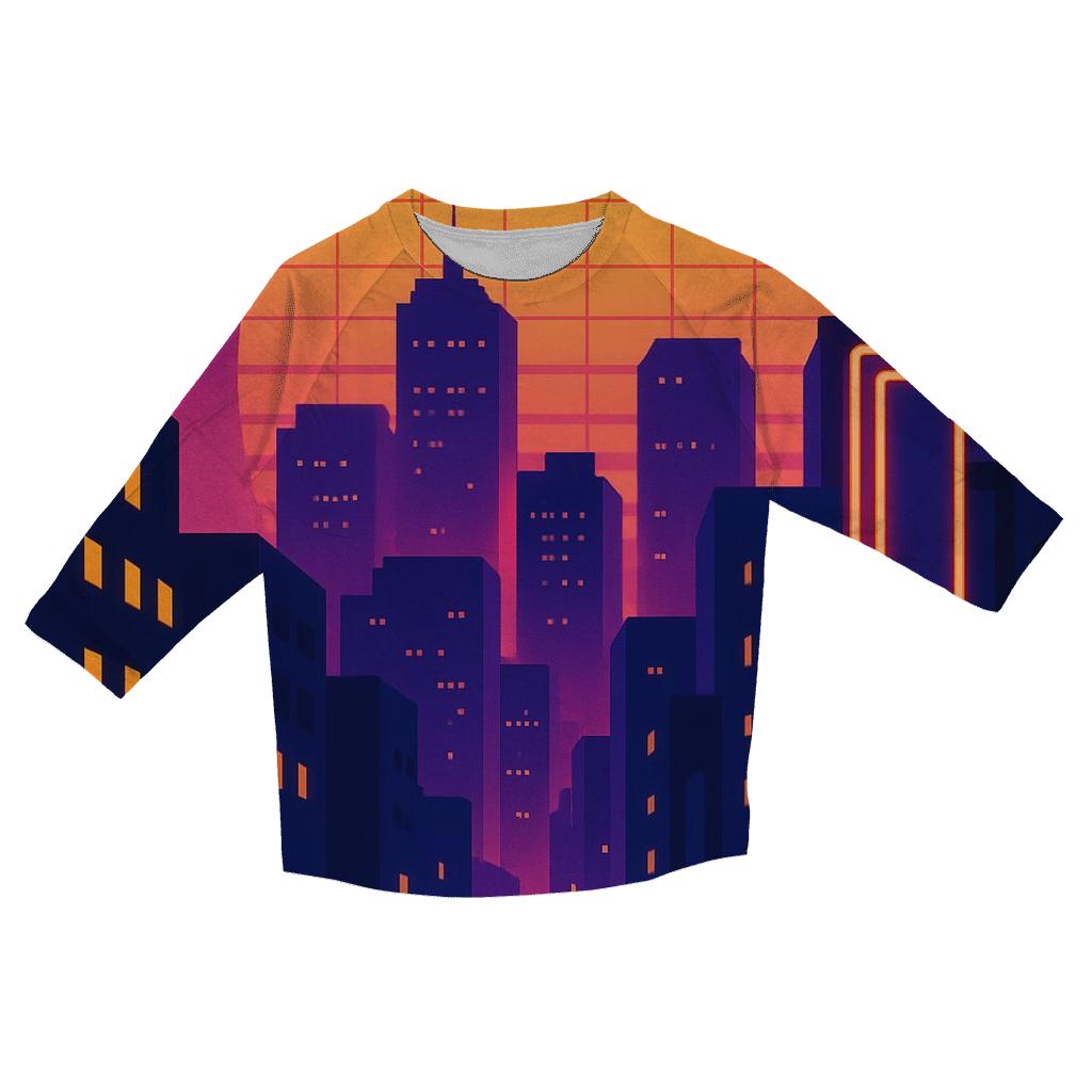 Synthwave Skyline personalized 3/4 sleeve tees