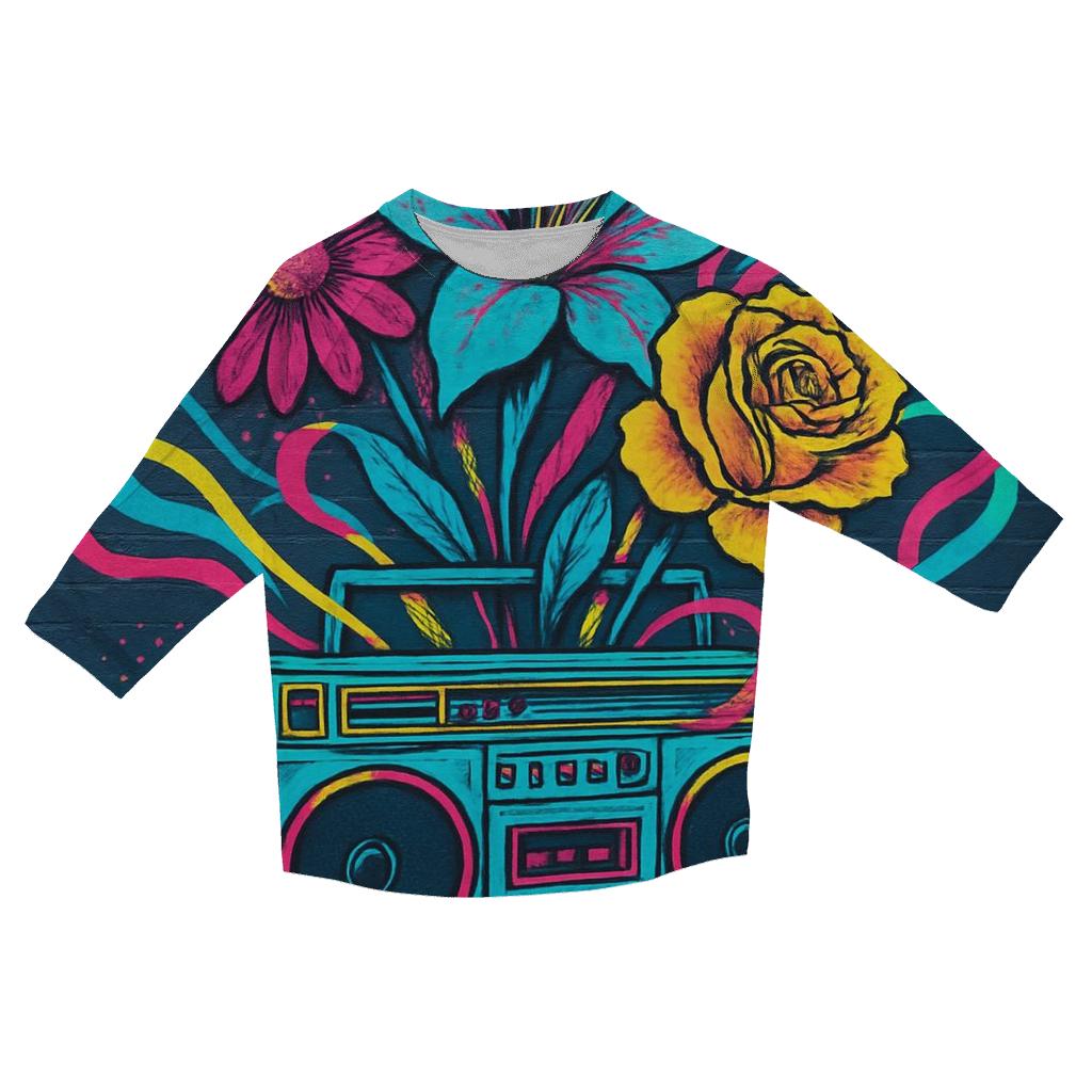 Boombox Bloom custom 3/4 sleeve shirts