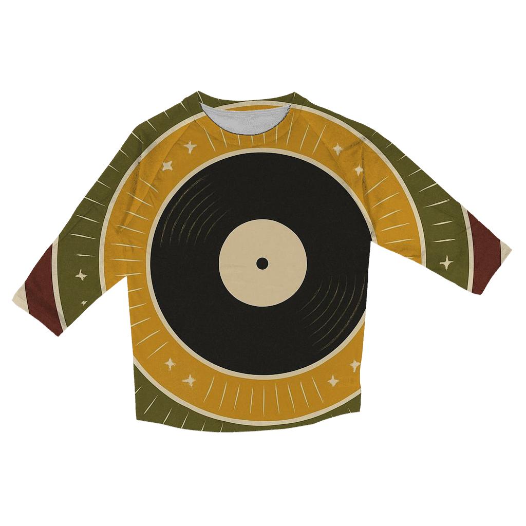 Sunburst Vinyl Label trendy 3/4 sleeve tops