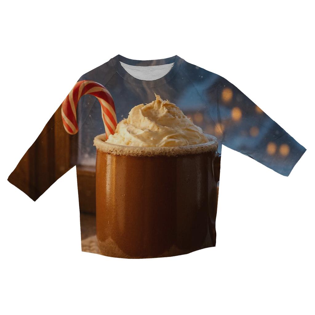 Hot Cocoa On Frosted Windowsill printed three quarter sleeve shirts