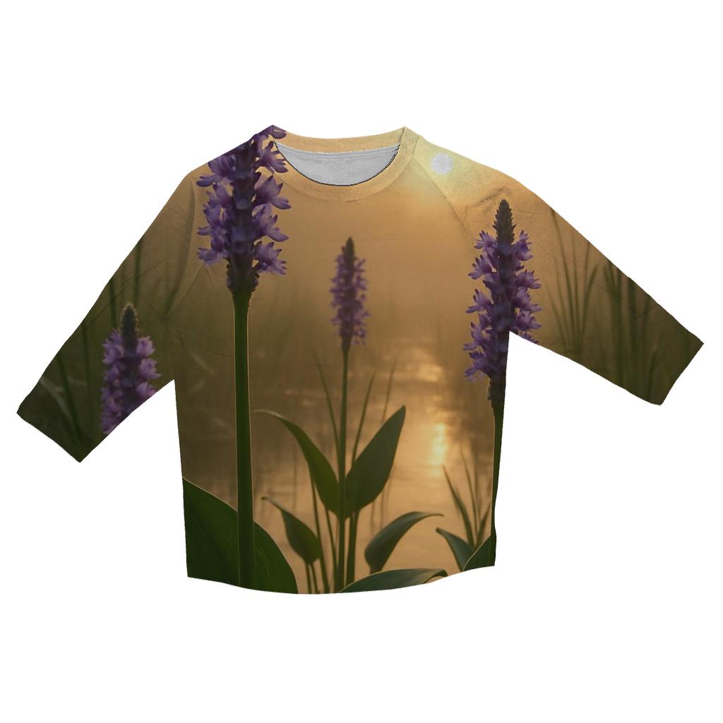 Wetland Pickerelweed Morning Chorus designer 3/4 sleeve blouses