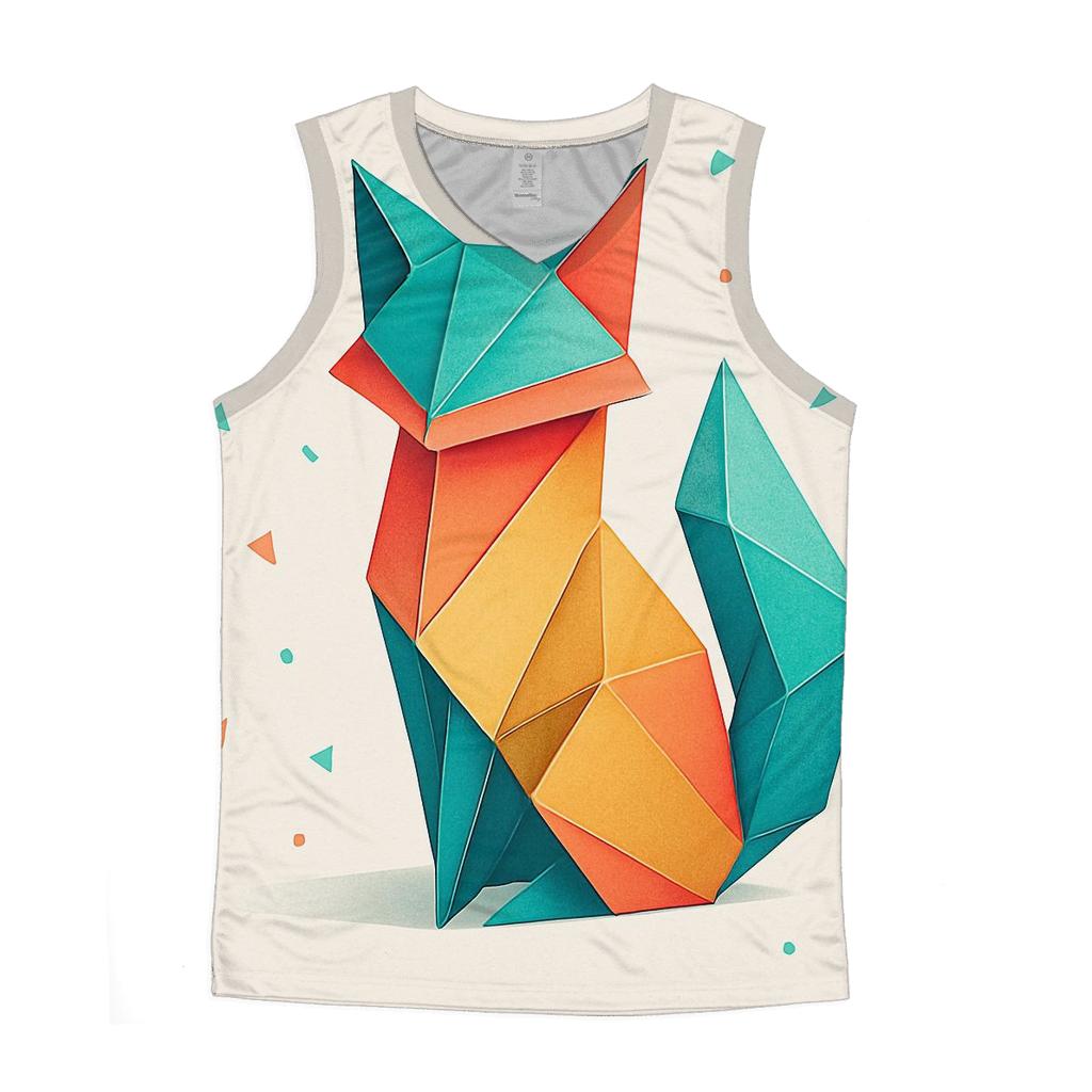Chromatic Origami Fox graphic print tank tops