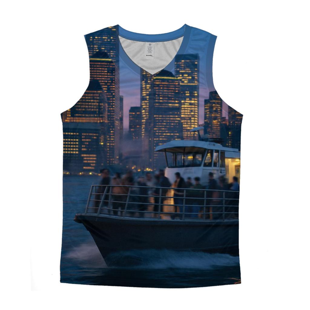 Hudson Twilight Ferry Reflection personalized athletic tanks