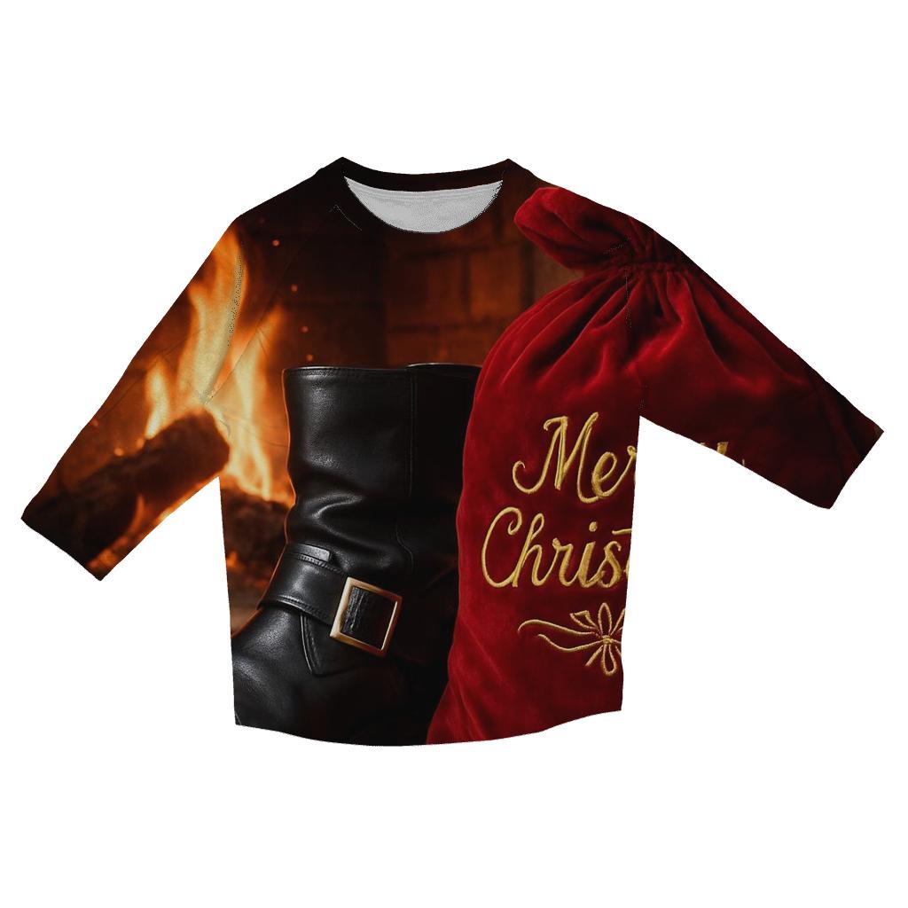 Santa Boots By Hearth printed three quarter sleeve shirts