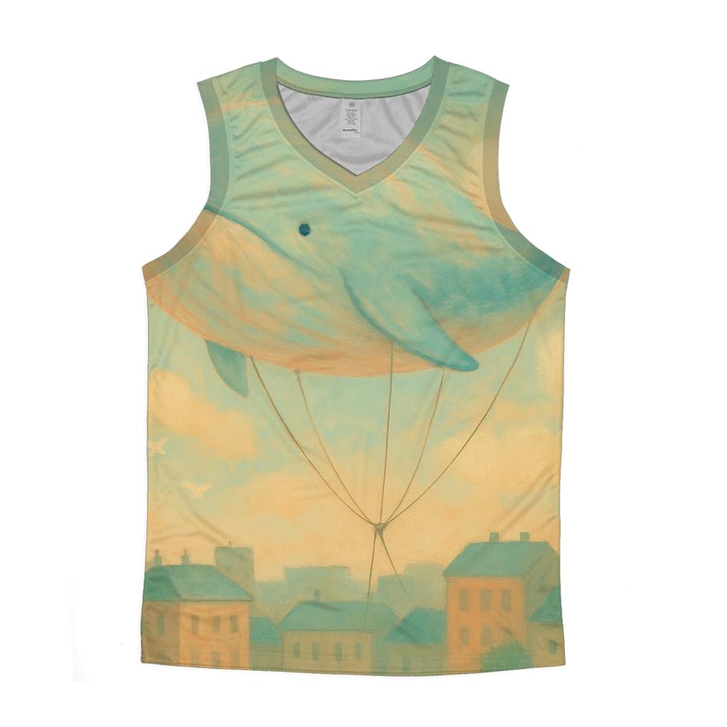 Surreal Balloon Whale graphic print tank tops