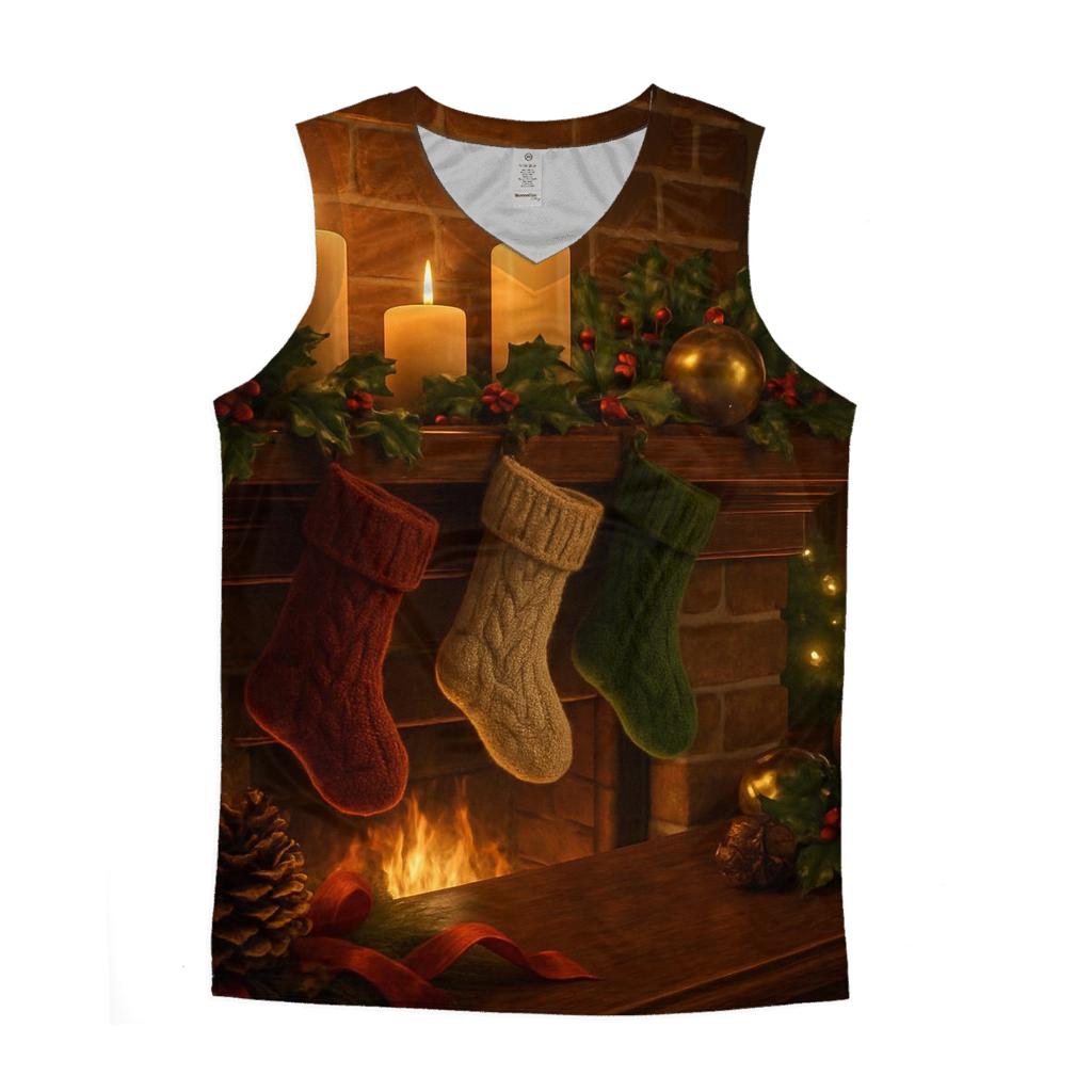 Mantelpiece With Knitted Stockings sports performance tank tops