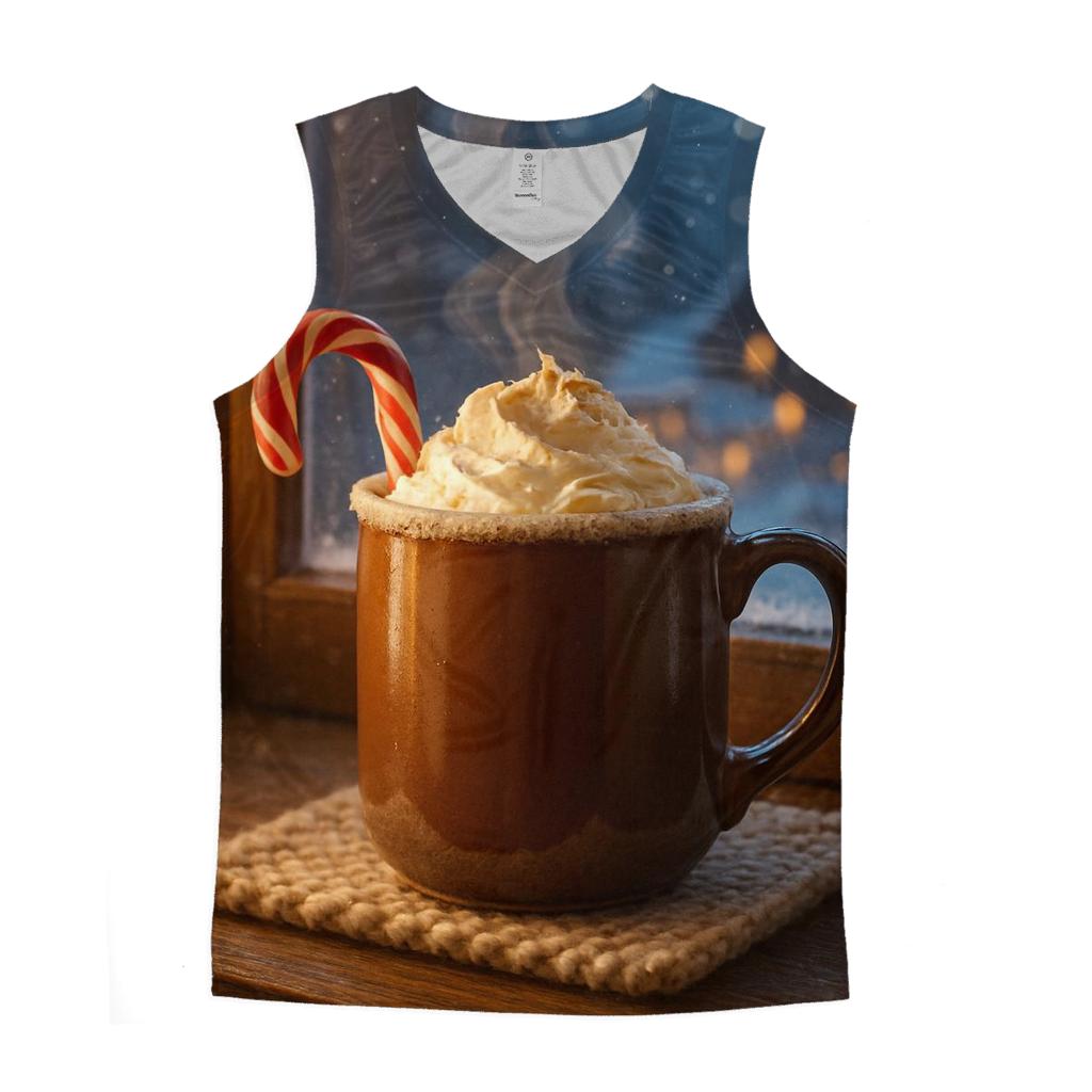 Hot Cocoa On Frosted Windowsill custom tank tops