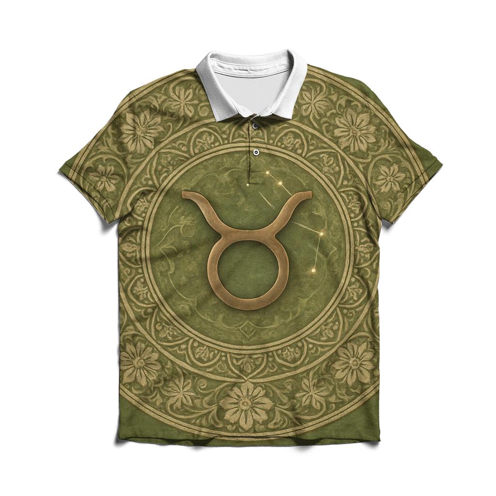 Taurus Earth Mandala Bull designer slim fit polos