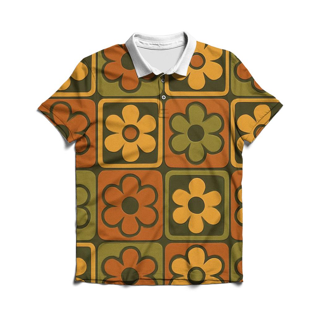 Funky Flower Medallions custom polo shirts