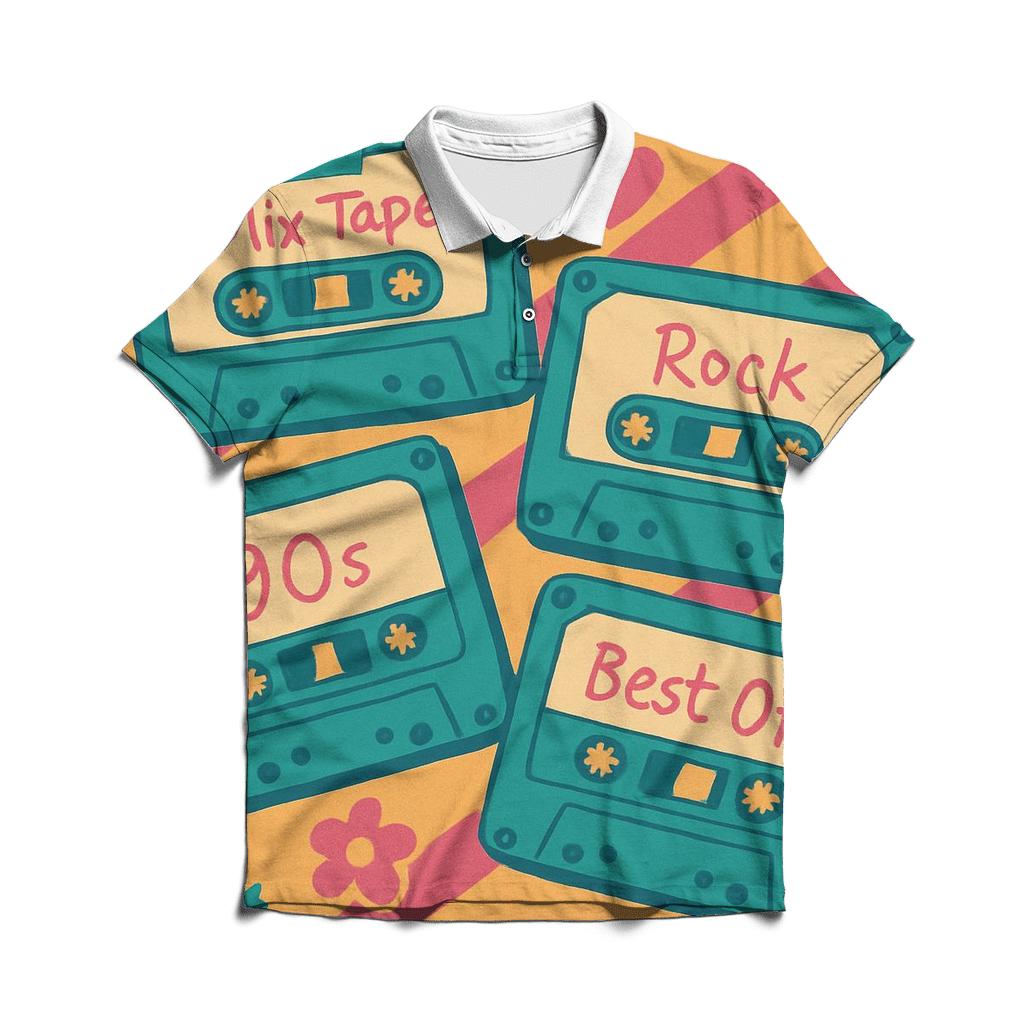 Cassette Collage branded logo polo shirts