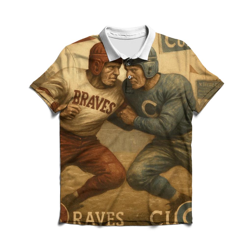 Retro Helmet Brawl embroidered polo tops