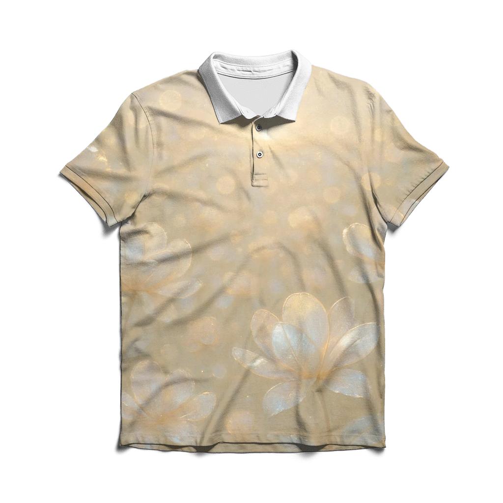Champagne Bokeh Garden premium cotton polo shirts