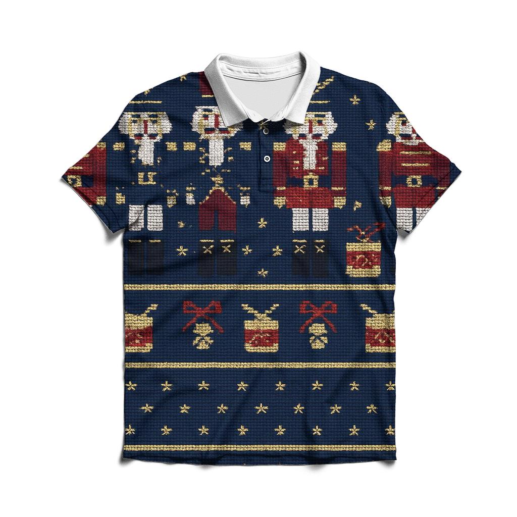 Nutcracker Parade Panel Design premium cotton polo shirts