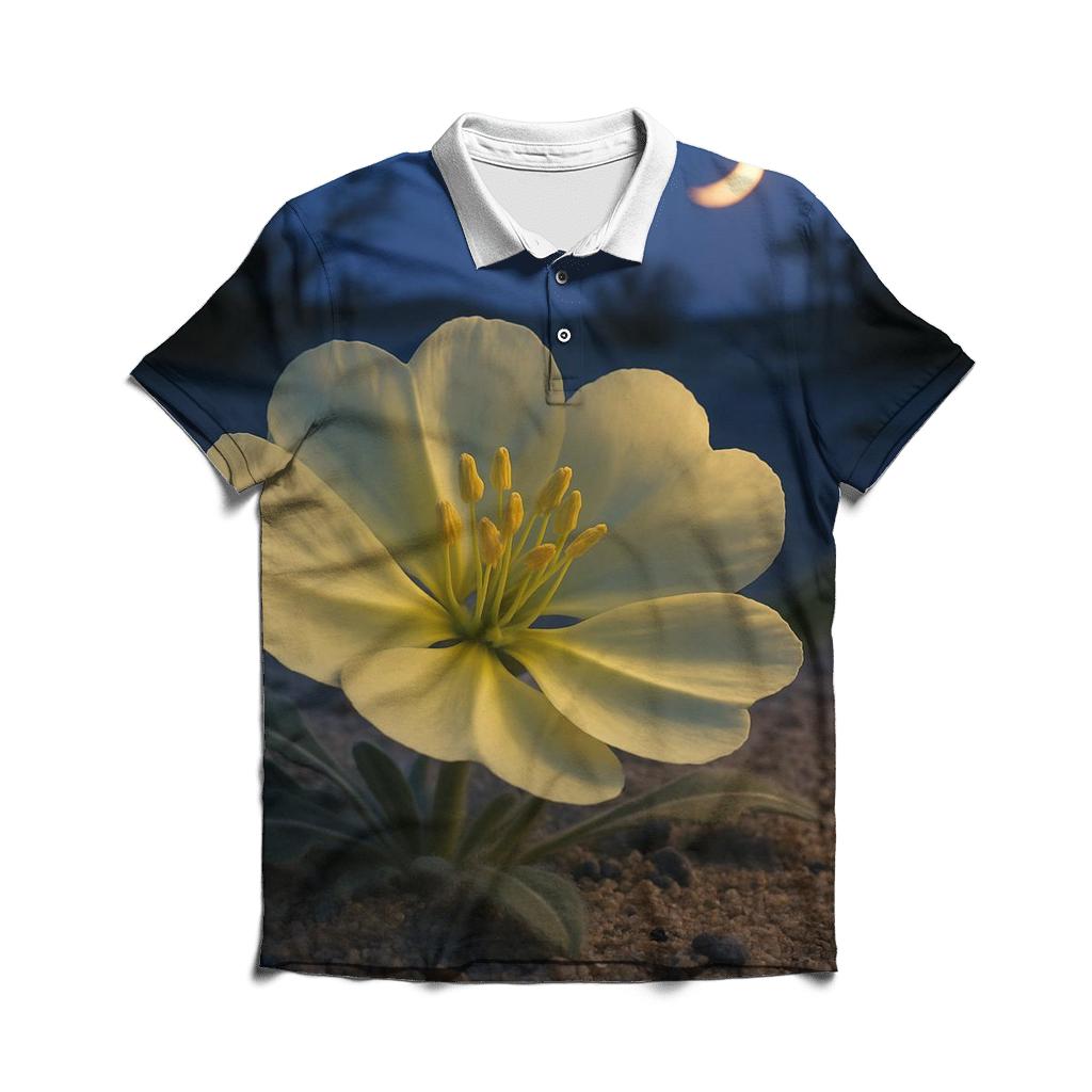 Desert Evening Bloom Crescent embroidered polo tops