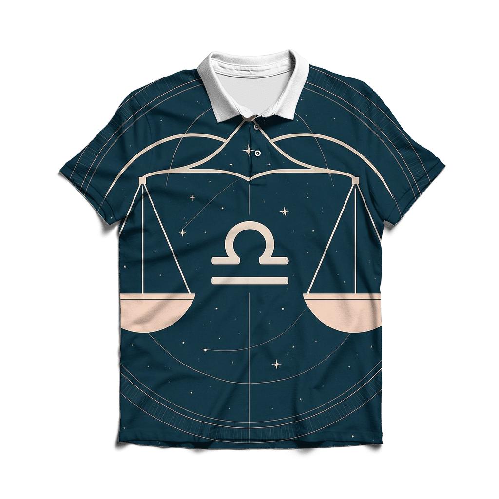 Libra Celestial Scales Diagram branded logo polo shirts