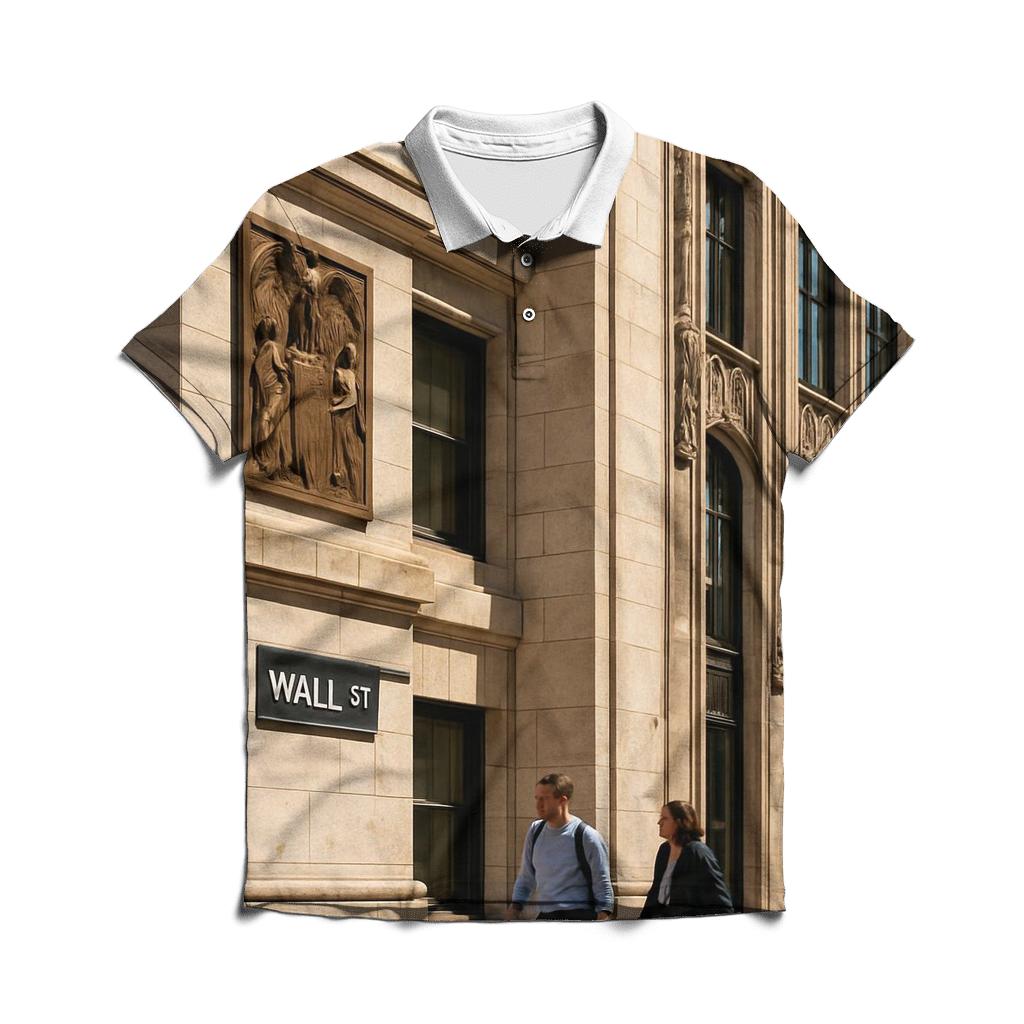 Noontime Architectural Study On Wall Street branded logo polo shirts